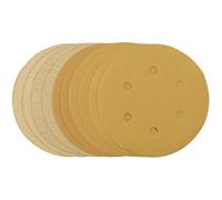 Draper Gold Sanding Discs with Hook & Loop, 150mm, Assorted Grit - 120G, 180G, 240G, 320G, 400G (Pack of 10)