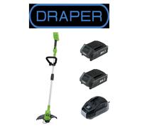 DRAPER GRASS STRIMMER CORDLESS 40V EDGE CUTTER 2 BATTERIES & CHARGER 98504KIT