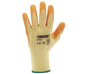 Draper Heavy Duty Latex Coated Work Gloves, Large, Orange