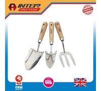 Draper Heritage Stainless Steel Hand Fork Trowels Set with Ash Handles 3 Piece