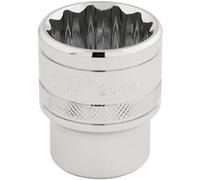 Draper HI-TORQ 1/2"D 25mm 12 Point Chrome Socket Standard Length 33418