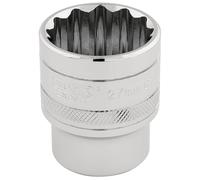 Draper HI-TORQ 1/2"D 27mm 12 Point Chrome Socket Standard Length 33442