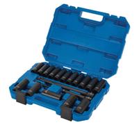Draper 04577 HI-TORQ Metric Deep Impact Socket Set, 1/2" Sq. Dr. (19 Piece)