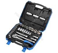 Draper HI-TORQ® Combined MM/AF Socket Set, 1/2" Sq. Dr. (33 Piece)