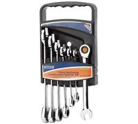 Draper HI-TORQ Metric Ratcheting Combination Spanner Set Chrome Plated 7 Pieces