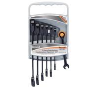 Draper HI-TORQ Metric Ratcheting Combination Spanner Tool Set Black 7 Pieces