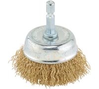Draper Hollow Cup Brassed Steel Wire Brush 50mm 6mm Shank