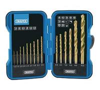 Draper HSS 15 Piece Titanium Nitride Coated Drill Set | 1.5 to 10mm Masonry Kit |10/13mm Chuck | 135° Split Point | Multifunctional Drill Bits | Foldable Storage Case | 18549