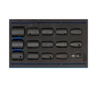 Draper 63415 1/2" Square Drive Impact Socket 15 Piece Set in 1/4 Eva Insert Tray , Blue