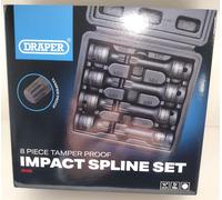 Draper ISS8 1/2" Sq. Dr. Tamper Proof Impact Spline Set (8 Piece) Part 49460