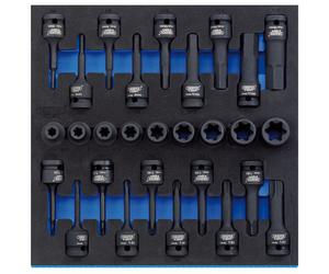 Draper IT-EVA22 1/2'' Square Drive 28 Piece TX-STAR® and Hex Impact Socket Set