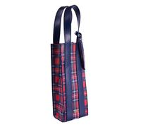 Draper James Leatherette Wine Tote with Cheers Gift Tag, Bottle Carrier for Host Gift with Handles, Angie Plaid
