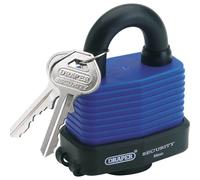 Draper Laminated Steel Padlock 64178 54mm - Hardened Shackle, 2 Keys, Bumper, Waterproof