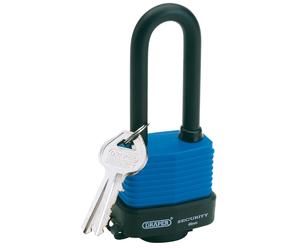 Draper Laminated Steel Padlock With Extra Long Shackle Brass Cylinder 45mm