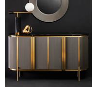 draper large wooden storage cabinet in grey and black marble effect