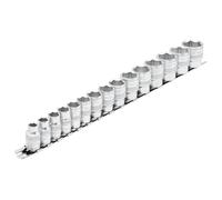 Draper Metric 6 Point Socket Set on a Metal Rail 3/8"D 15 Piece Standard 16492