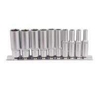 Draper Metric Deep Socket On Metal Rail With 1/4" Square Drive 10 Pieces