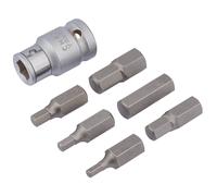 Draper Metric Hexagon Bit Set 1/2"D 7 Piece 4, 5, 6, 8, 10, 12 x 30mm Long 83565