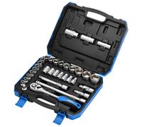 Draper Metric Imperial Socket Set 1/2"D 33p 6 Point Chrome Standard Length 16363