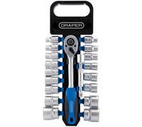 Draper Metric Socket And Ratchet Set 1/2"D 19pc 8 To 32mm & Extension Bar 16375