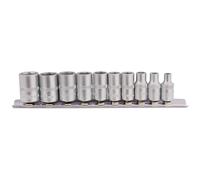 Draper Metric Socket On Metal Rail 1/4" Square Drive Satin Finish 10 Pieces