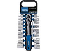 Draper Metric Socket & Ratchet Set Satin Finish 1/2" Square Drive 19 Pieces