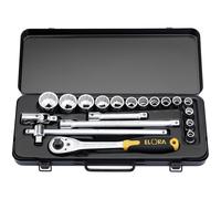 Draper 15356 Elora Metric Socket Set, 1/2" Square Drive, 40.4cm x 17cm x 5.4cm, 19 Pcs