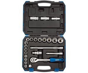 Draper Metric Socket Set Chrome Vanadium Steel 1/2" Square Drive 24 Pieces