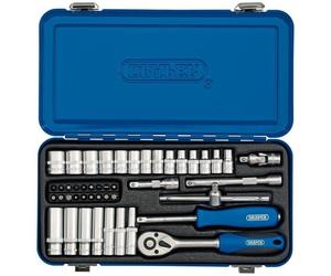 Draper Metric Socket Set in Metal Case, 1/4" Sq. Dr. (45 Piece)