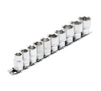 Draper Metric Socket Set on Metal Rail 3/8"D 10 Piece 10 to 19mm 6 Point 16400