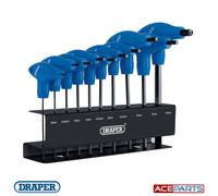 Draper 10 Piece T-Handle Hexagon Allen Key Set | Metric Long Pattern Hand Tools | Hex Key Wrench Kit | Long Arm Chrome Vanadium Steel Kit | Steel Wall Mounting Stand| 33869