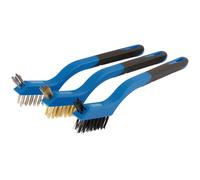 Draper Mini Brush Set 3 Piece 210mm Nylon Stainless Steel And Brass 17183