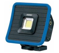 Draper 88595 COB LED Rechargeable Mini Flood Light and Power Bank with Magnetic Base and Hanging Hook, 10W, 1000 Lumens, Blue, USB-C Cable Supplied