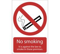 Draper No Smoking It Is Against The Law Sign 200mm 300mm Standard