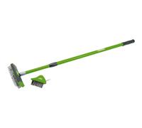 Draper Paving Brush Set With Twin Heads & Telescopic Plastic Handle - Green