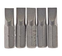 Draper Plain Slot Screwdriver Insert Bit 6mm 1/4" Hex 25mm Long 5 Pieces Grey