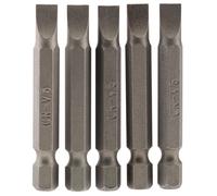 Draper Plain Slot Screwdriver Insert Bit 6mm 1/4" Hex 50mm Long 5 Pieces Grey
