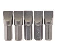 Draper Plain Slot Screwdriver Insert Bit 8.0mm 1/4" Hex 25mm Long 5 Pieces Grey