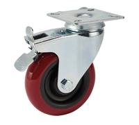 Draper Polyurethane Wheel with Brake Swivel Plate Fixing 200mm Heavy Duty 65519
