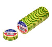Draper PVC Electrical Insulation Tape Pack of 10 Yellow / Green 19mm 20m