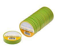 Draper PVC Electrical Insulation Tape Pack of 10 Yellow / Green 19mm 33m