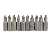 Draper PZ Type Screwdriver Insert Bit 1/4" Hex 25mm Long No.1 10 Pieces Grey