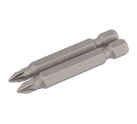 Draper PZ Type Screwdriver Insert Bit 1/4" Hex 50mm Long No.1 2 Pieces Grey