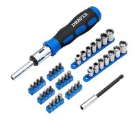 Draper Ratchet Screwdriver Socket And Bit Set 1/4in Sq. Dr. (40 Piece) Pk 1 21010