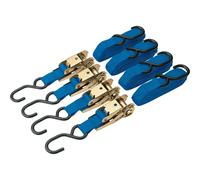 Ratcheting Tie Down Straps, 4.5m x 25mm, 350kg (4 Piece)