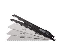 Draper RECIP SAW BLADE SET COMBI 5PCS 52517 Assorted Reciprocating Saw Blades for Multi-Purpose Cutting, 150mm (Pack of 5)