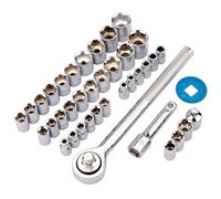 DRAPER REDLINE RATCHET AND SOCKET SET 1/4" AND 3/8" SQUARE DRIVE 39 PIECE, 68836