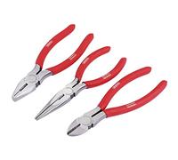 Draper Redline 3 Piece 160mm Plier Set | PVC Dipped Handles Hand Tools Kit | Carbon Steel Long Nose Pliers | Combination and Diagonal Side Cutters | Hardened Jaws and Cutting Edges | 67924