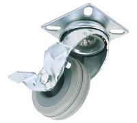 Draper RUBBER CAST.PLATE/BK.100MM DIA 65479 Rubber Wheeled Swivel Plate Castors