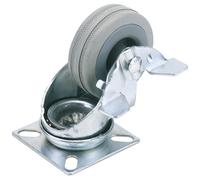 Draper 65479 100mm Dia. Swivel Plate Fixing Rubber Castor w Brake ...